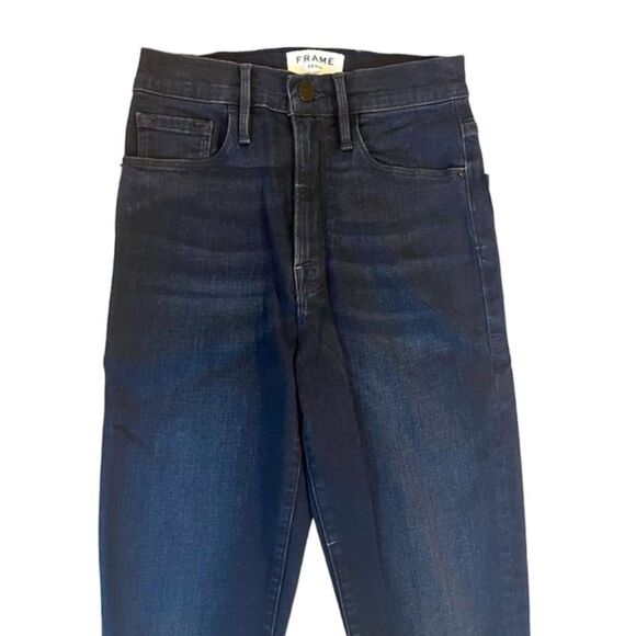 Frame Denim Le High Distressed High-Rise Skinny Jeans In Indigo - Picture 5 of 6